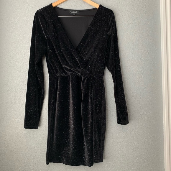 Trixxi Juniors' Glitter Velvet Surplice Dress - Picture 3 of 9